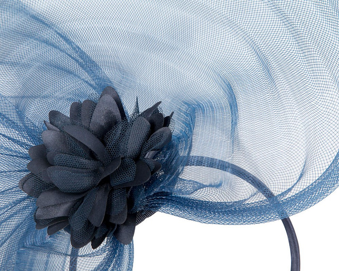 Navy crinoline and flower fascinator - Hats From OZ