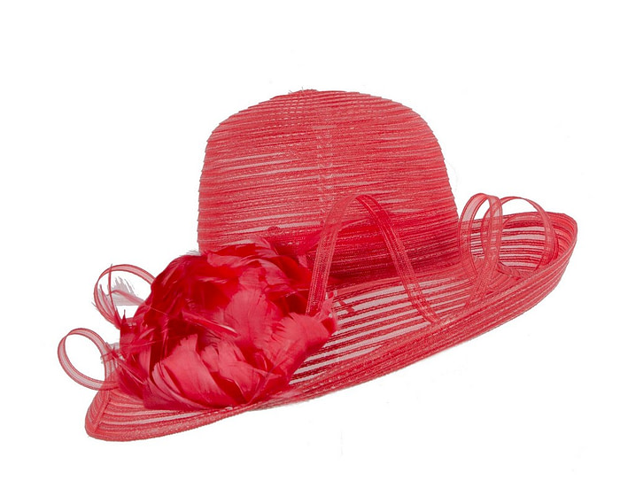 Red hat with feather flower - Hats From OZ