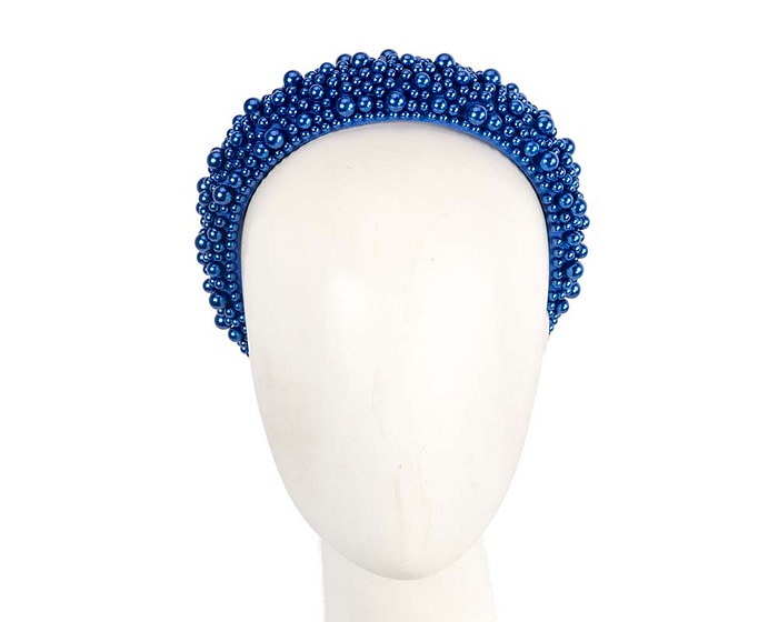 Royal blue pearl fascinator headband by Cupids Millinery CU430 - Hats From OZ