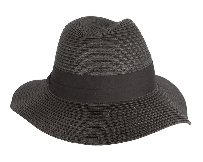 Unisex Black Wide Brim Summer Fedora Hat AV61674B - Hats From OZ