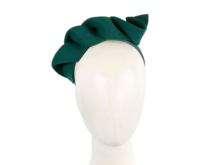 Twisted green felt winter racing fascinator by Max Alexander - Hats From OZ