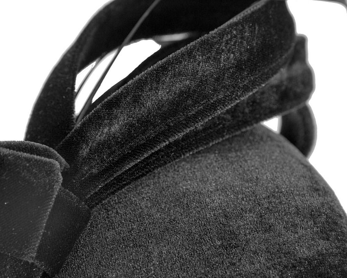 Black velvet pillbox winter fascinator - Hats From OZ