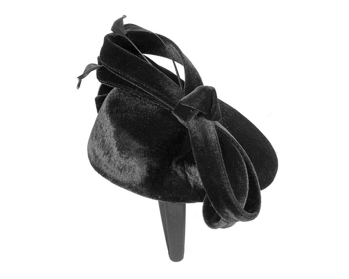 Black velvet pillbox winter fascinator - Hats From OZ
