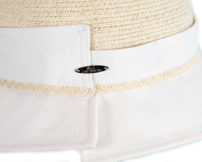 White straw ladies summer beach hat - Hats From OZ