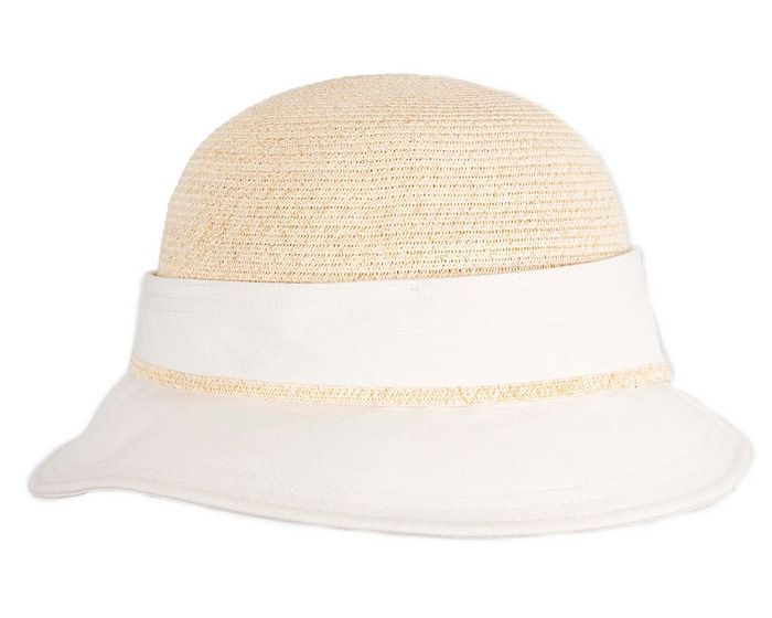 White straw ladies summer beach hat - Hats From OZ