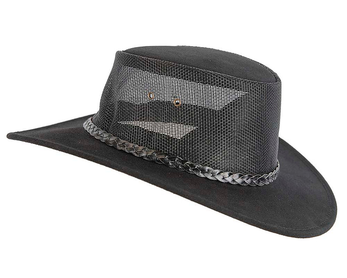 Black Australian Suede Leather Cooler Jacaru Hat - Image 4