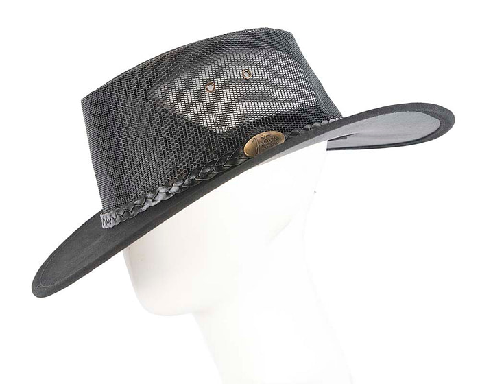 Black Australian Suede Leather Cooler Jacaru Hat - Hats From OZ