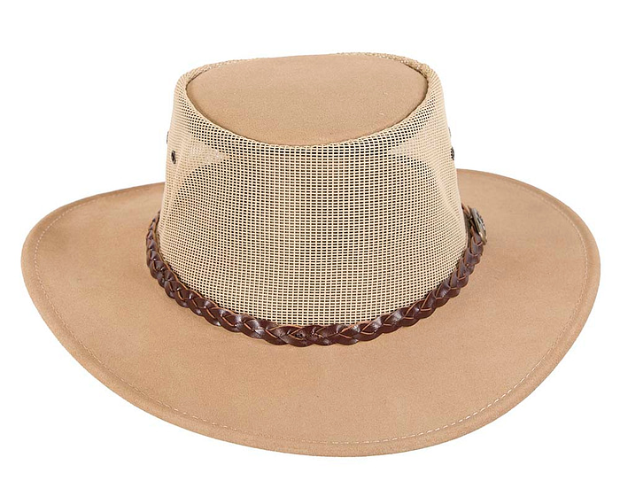 Beige Sand Australian Suede Leather Cooler Jacaru Hat - Hats From OZ