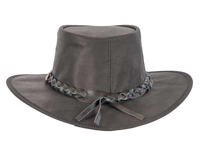 Black Australian Buffalo Leather Bush Outback Jacaru Hat - Hats From OZ