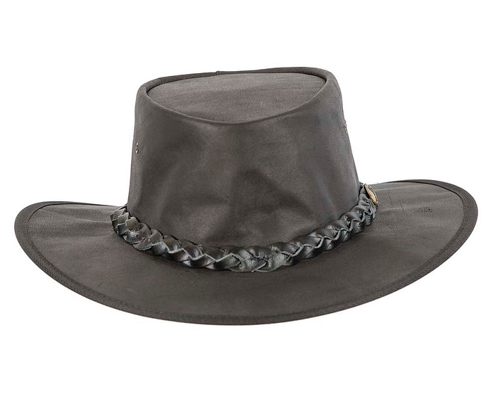 Black Australian Buffalo Leather Bush Outback Jacaru Hat - Image 3