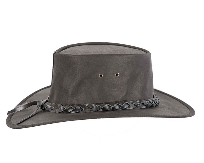 Black Australian Buffalo Leather Bush Outback Jacaru Hat - Image 5