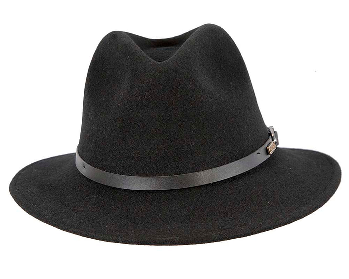 Unisex Black Fedora Felt Wide Brim Foldable Hat - Image 5