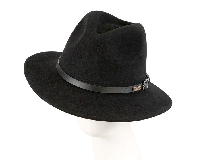 Unisex Black Fedora Felt Wide Brim Foldable Hat