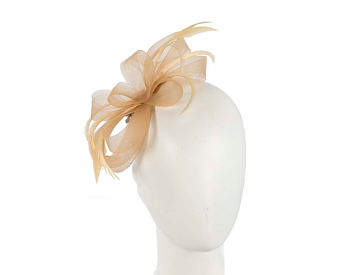 Custom made gold fascinator by Cupids Millinery