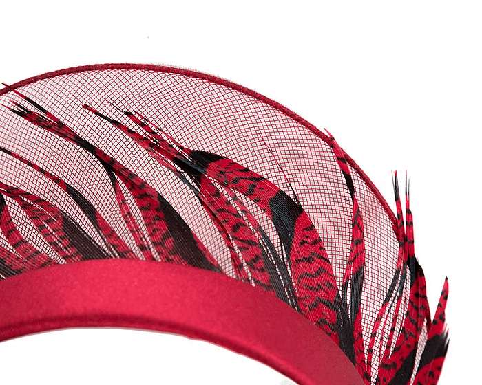 Exclusive red feather crown fascinator - Image 3