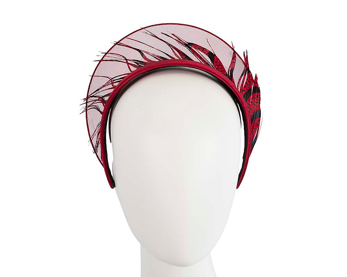 Exclusive red feather crown fascinator