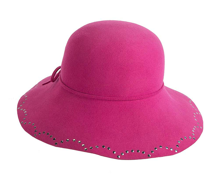 Wide brim fuchsia cloche hat by Cupids Millinery - Image 3