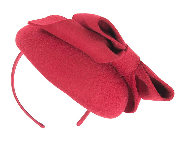 Large  felt red winter racing fascinator hat by Cupids Millinery - Image 3