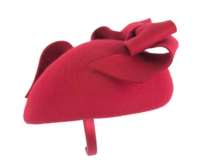 Large  felt red winter racing fascinator hat by Cupids Millinery - Image 6