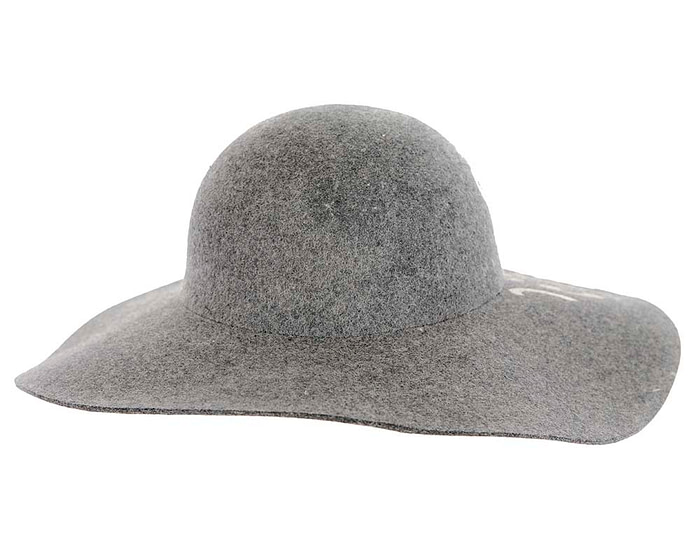 Wide brim charcoal winter cloche hat by Cupids Millinery Melbourne - Image 5