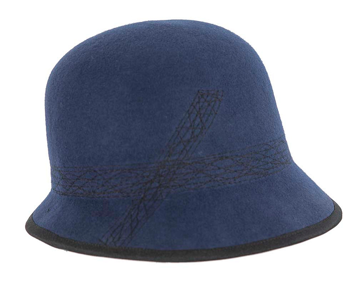 Navy ladies winter bucket hat by Cupids Millinery - Image 4