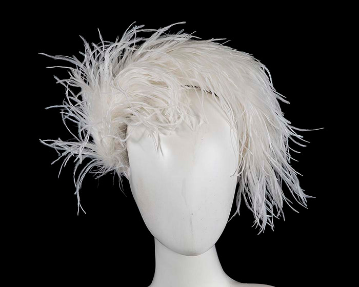 Bespoke cream headband with оstriсh feathers by Cupids Millinery