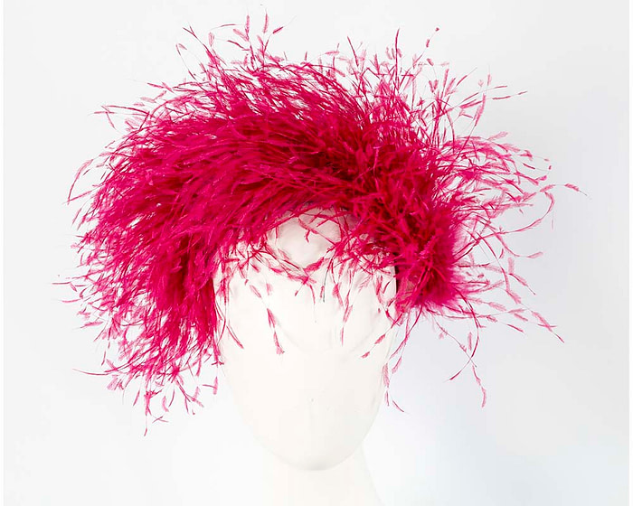 Bespoke fuchsia headband with оstriсh feathers by Cupids Millinery