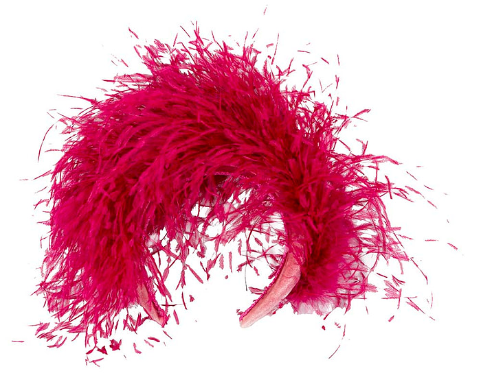 Bespoke fuchsia headband with оstriсh feathers by Cupids Millinery - Image 2