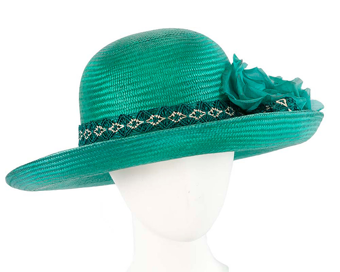 Large Teal Fashion Racing Hat by Cupids Millinery