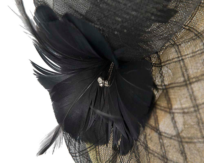 Yellow & black racing fascinator by Cupids Millinery Melbourne - Image 3