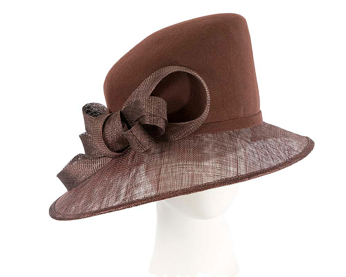 Chocolate ladies winter fashion hat by Cupids Millinery