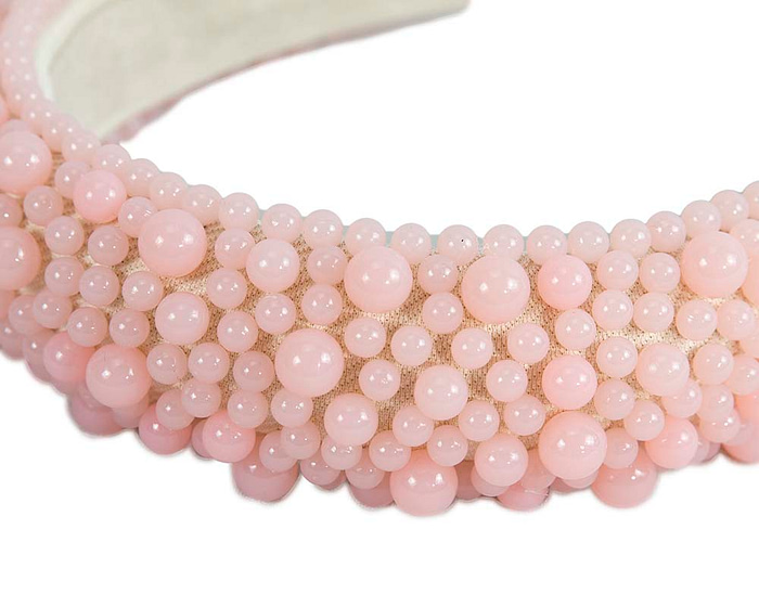 Light pink bead fascinator headband by Cupids Millinery - Image 3