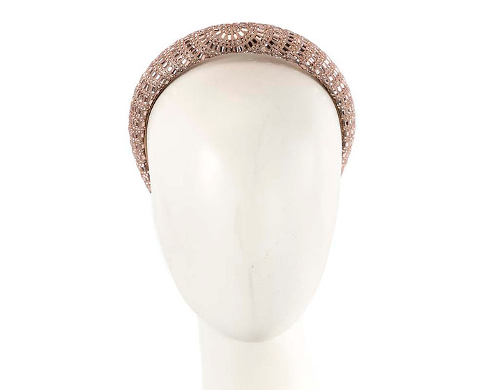 Rose gold crystal covered fascinator headband by Max Alexander