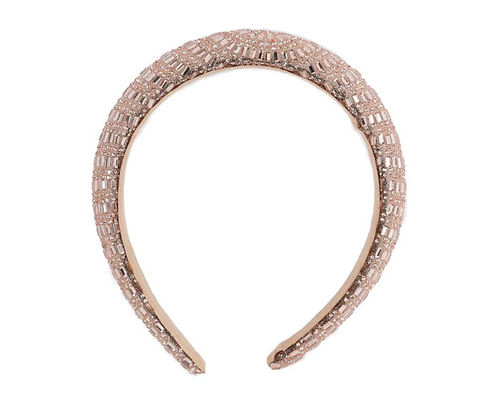 Rose gold crystal covered fascinator headband by Max Alexander - Image 2