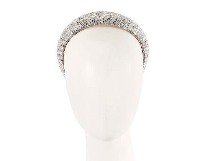 Silver crystal covered fascinator headband by Max Alexander