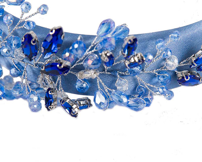 Blue crystals fascinator headband by Cupids Millinery - Image 3