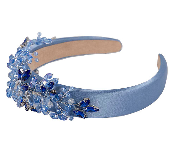 Blue crystals fascinator headband by Cupids Millinery - Image 4