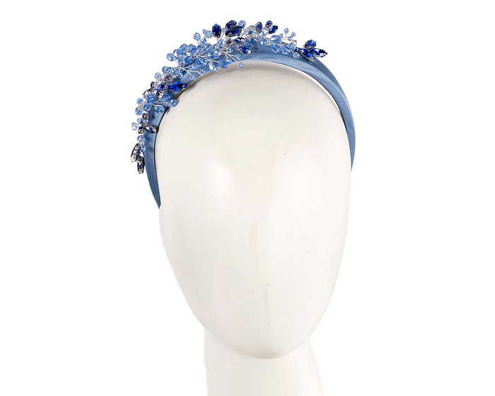 Blue crystals fascinator headband by Cupids Millinery