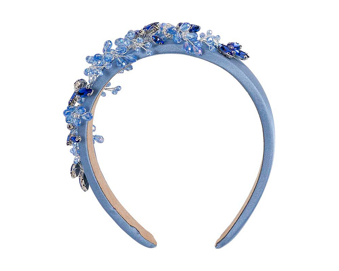 Blue crystals fascinator headband by Cupids Millinery - Image 2