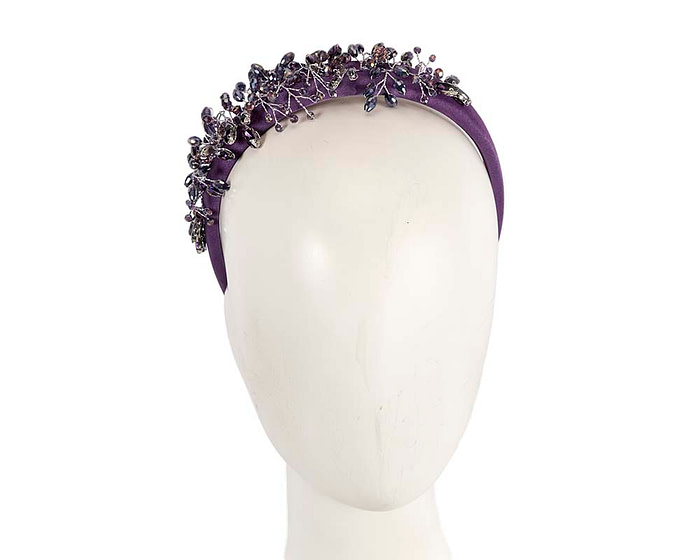 Purple crystals fascinator headband by Cupids Millinery