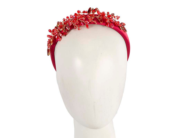 Red crystals fascinator headband by Cupids Millinery