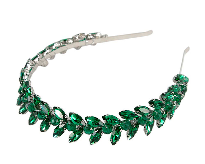 Petite green crystal headband fascinator - Image 4