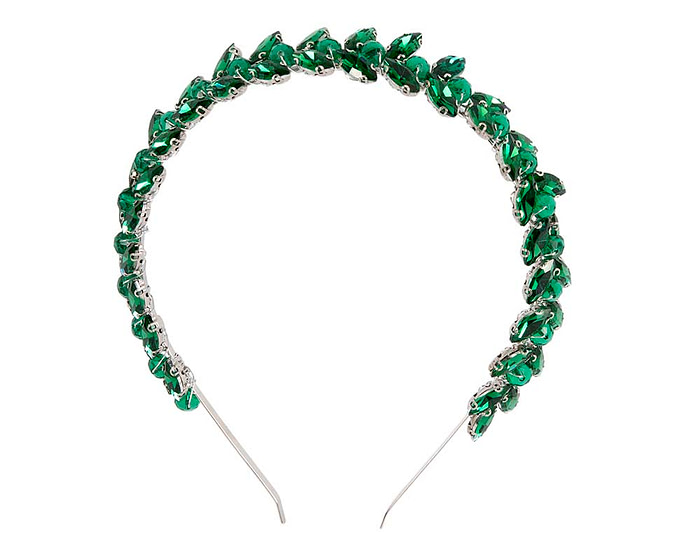 Petite green crystal headband fascinator - Image 2