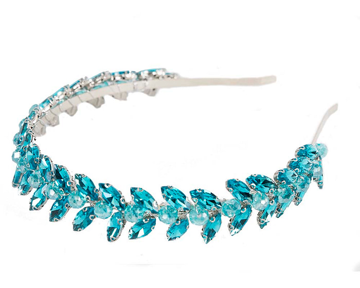 Petite turquoise crystal headband fascinator - Image 4