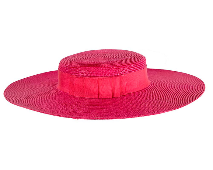 Wide brim fuchsia boater hat - Image 5