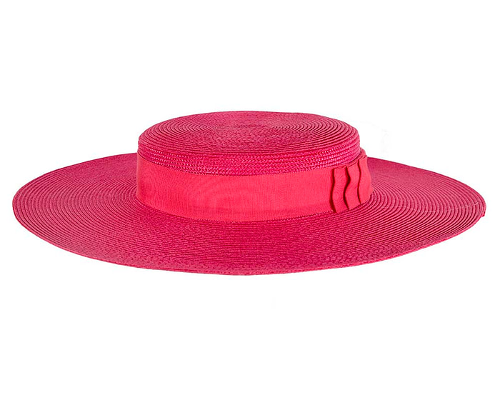 Wide brim fuchsia boater hat - Image 3