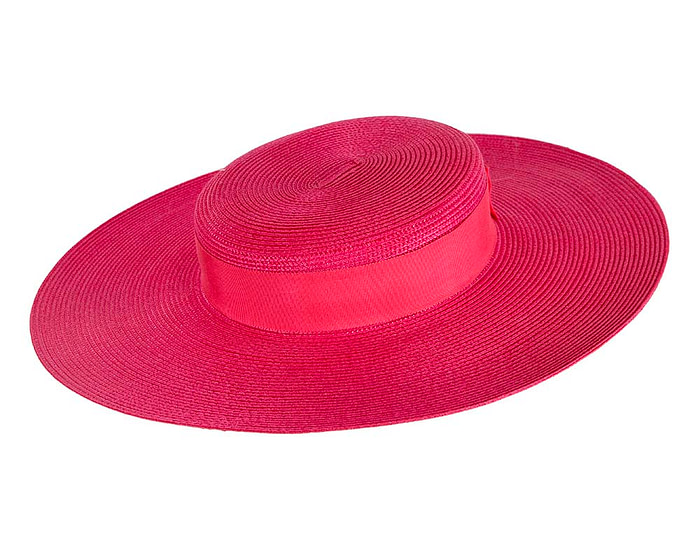 Wide brim fuchsia boater hat - Image 2