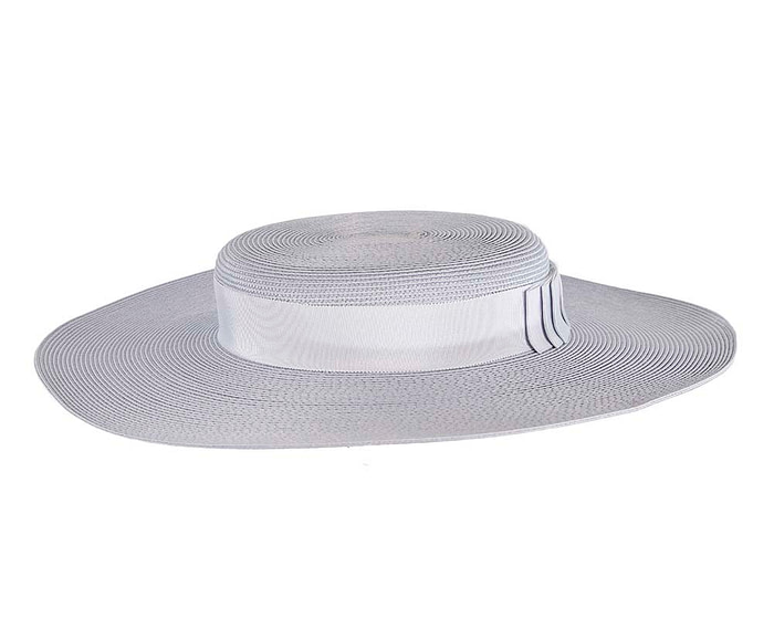 Wide brim light blue boater hat - Image 3