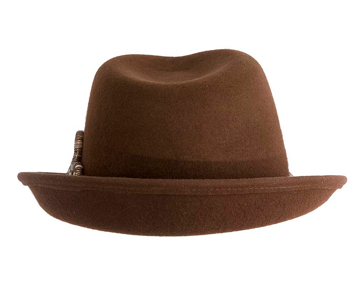 Elegant brown felt fedora hat - Image 3