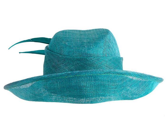 Elegant teal green hat with feathers - Image 6